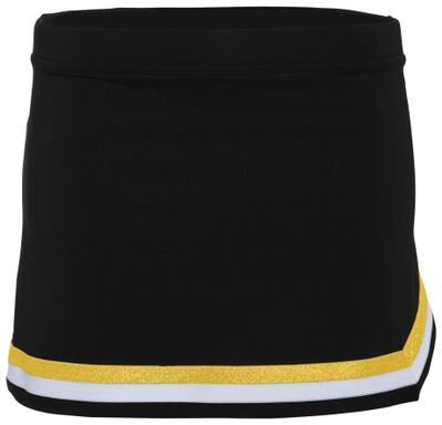 Augusta Sportswear 9146 Athletic Girls Pike Skirt in Black/White/Metallic Gold size Large   Polyester Blend