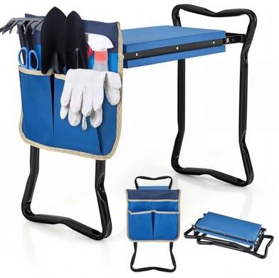 Costway Garden Kneeler and Seat Folding Sturdy Gardening Stool-Blue