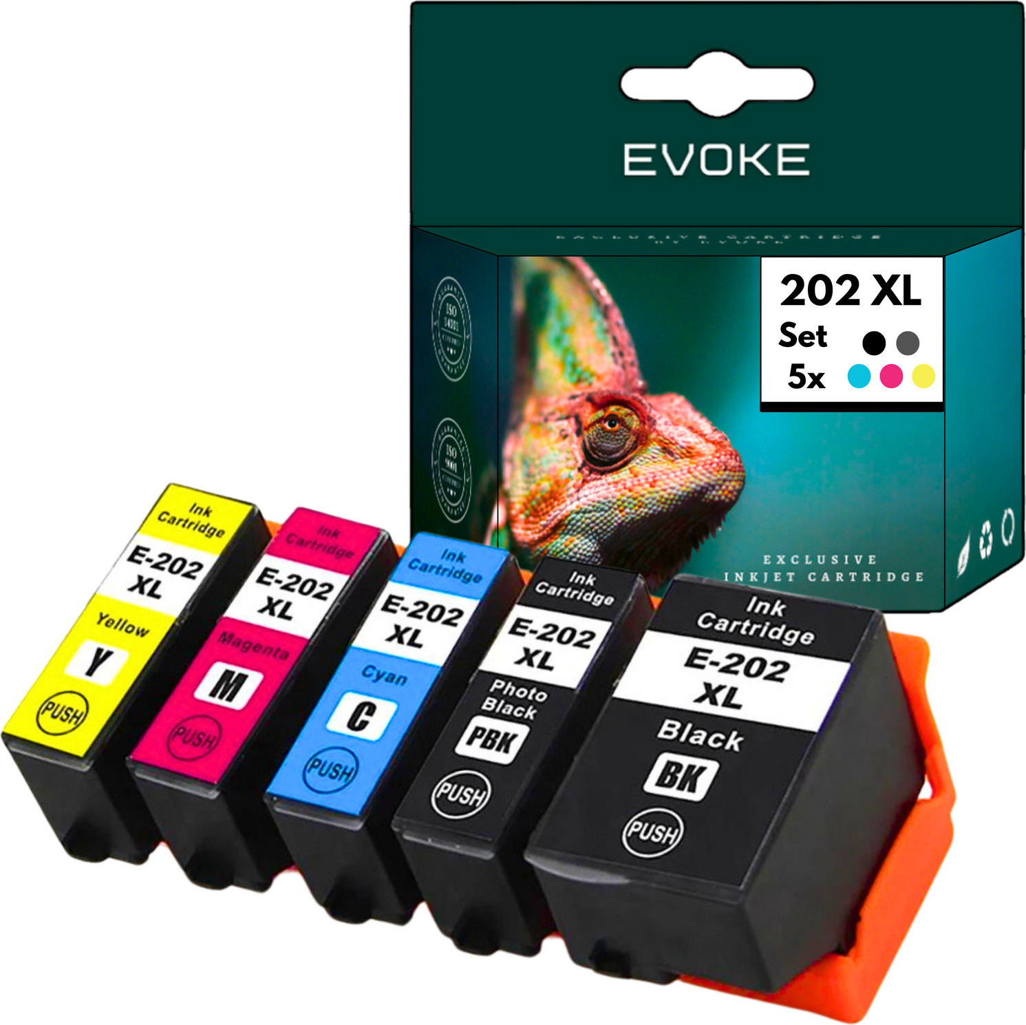 Set van 5 inktpatronen voor Epson 202 XL, 5-kleuren set, C13T02G74010