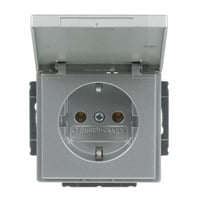 Steckdosen-Einsatz mit Klappdeckel, Schutzkontaktsteckdose Typ F, 16 Ampere, 250 Volt aluminium, Retail