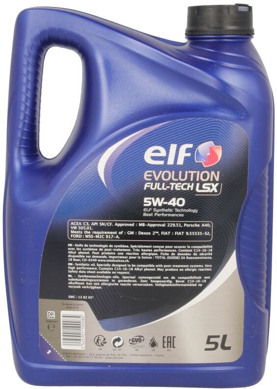Huile moteur ELF 2213922 Evolution Full Tech LSX 5W40 5L