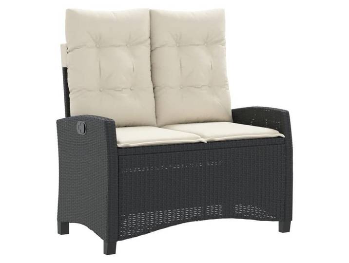SOLOM@Banquette de jardin - banc moderne Pour jardin inclinable de jardin avec coussins noir résine tressée Sep25701