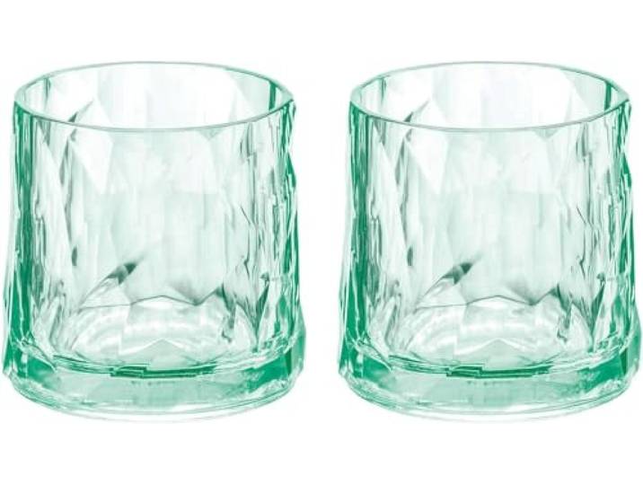 koziol Superglas Club No. 2, 2 Stück, 250 ml, Whiskeyglas aus kristallklarem Kunststoff, luxuriös, unzerbrechlich, wiederverwendbar, Party, Camping, 2er Set (Transparent Jade)