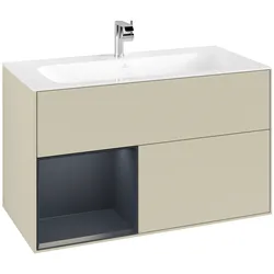 Villeroy & Boch Waschbeckenunterschrank Finion F03, Silk Grey Matt Lacquer / Midnight Blue Matt Lacquer, 996x591x498 mm, mit Beleuchtung, Push-to-open, SoftClosing