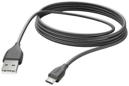 hama 00201588 Ladekabel, USB-A - Micro-USB, 3 m, Schwarz