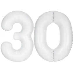 XL Folienballon weiß Zahl 30