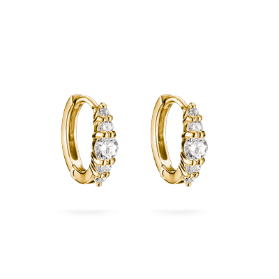 Paar Creolen THOMAS SABO "gelbgoldfarben mit Zirkonia", gold (gelbgoldfarben, weiß, weiß), Ohrringe, Damen, Metall, mit Zirkonia (synth.)