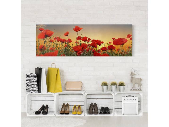 Leinwandbild Mohnblumenfeld II Kunststoffart: Polyethylen Material: Kunststoff Motiv: Blumen Muster: mit Motiv Rot 120cm
