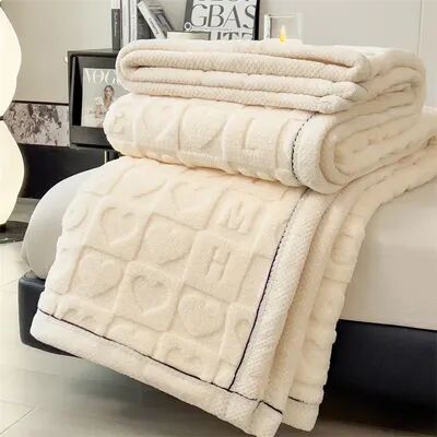 Shop Station Love Heart Coral Fleece Throw Blanket Super Soft Heart Throw Blanket For Bed, Sofa & Couch white 39.37 59.06 In