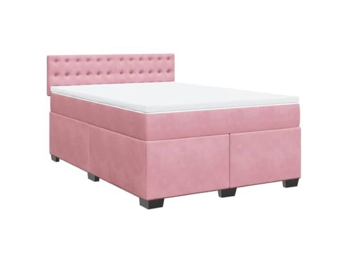 PUGYNBK Boxspringbett, Samt, Rosa, 160 x 200 cm Taschenfederkern, waschbarer Matratzenschoner, Lattenrost, atmungsaktive Unterstützung
