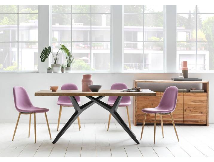 Esstisch SIT Toronto Massivholz mit Baumkante & extravagantem Metallgestell , braun (akazie), B:180cm, Tische, Rechteckiger Esstisch Holz-Esstische, Speisetisch Baumkante wie gewachsen & extravagantes Metallgestell