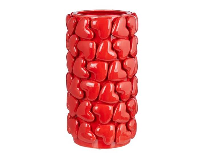 BUTLERS Blumenvase ø 17 cm H 31 cm Steingut Dekovase - HEARTS - Rot - Keramik-Vase für frische Schnittblumen - Dekoration für Fensterbank & Flur - Tischvase für Esszimmer & Tischdeko