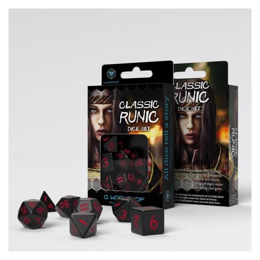 Q Workshop SCLR06 - Classic Runic schwarz rot Würfel Set (7 Teile) (SCLR06)