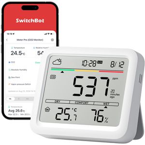 SwitchBot CO2-Messgerät W4900010, Meter Pro CO2, misst Temperatur und Luftfeuchtigkeit