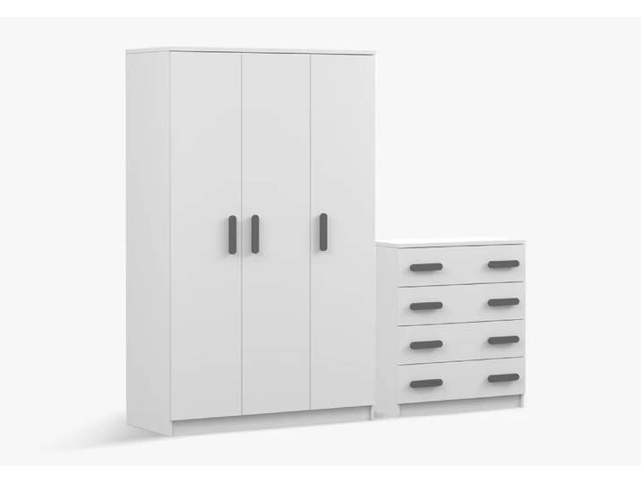 Drehtürenschrank und Kommode 2er-Set JONAS I 19/JONAS I 02 Weiß Weiß Grau