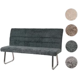 Sitzbank HWC-G55, Esszimmerbank Bank, Edelstahl gebürstet Stoff/Textil Chenille, 160cm ~ blau-grün