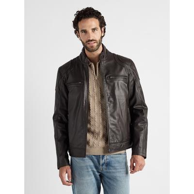 Bikerjacke JCC "31020350", Herren, Gr. 52, braun (schwarz braun), Obermaterial: 100% Leder Lamm. Futter: 100% Polyester. Wattierung: 100% Polyester. Ärmelfutter: 100% Polyester, Jacken
