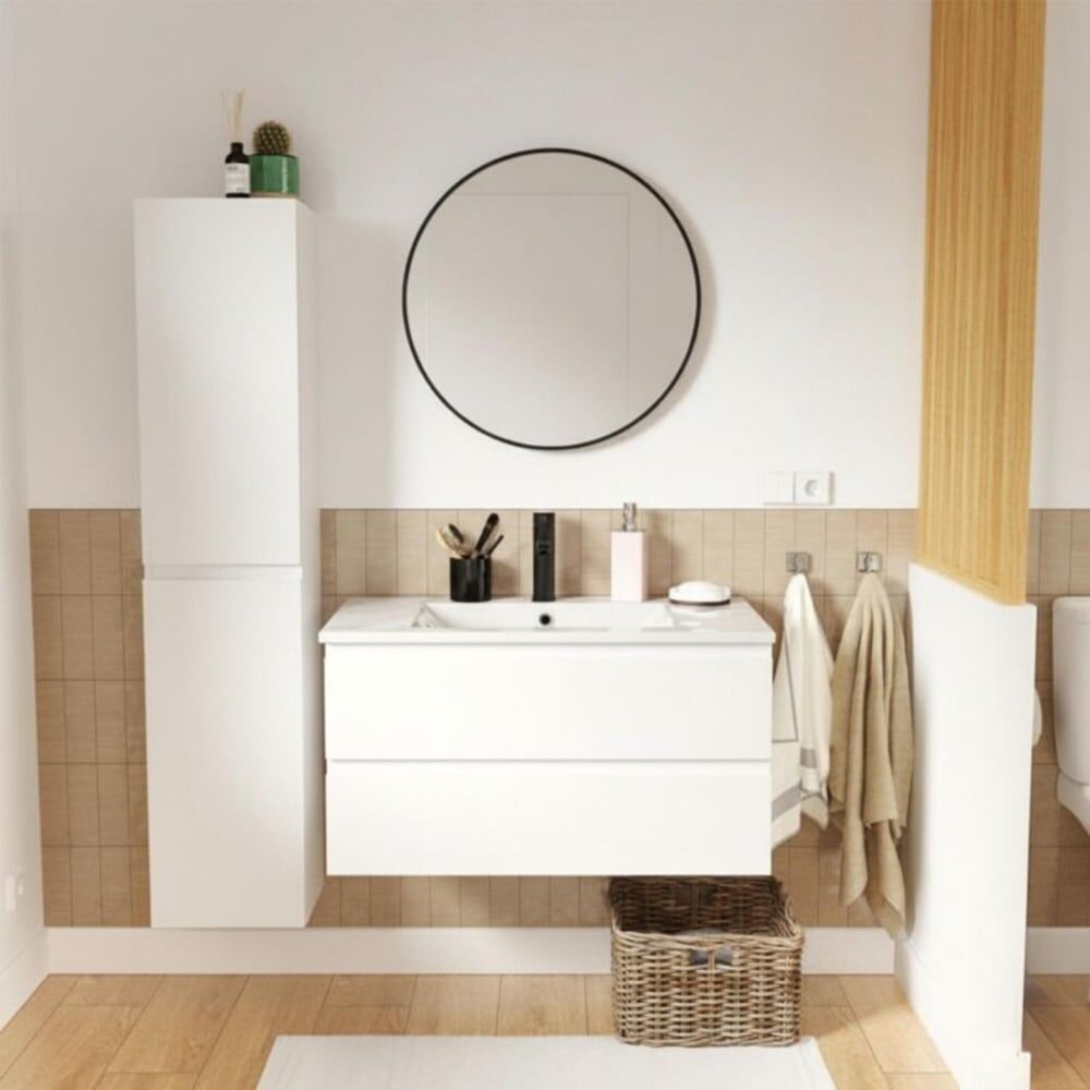 Mob In Ensemble meuble simple vasque 80cm Blanc 80x46x45cm