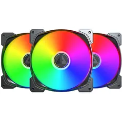 Montech Lüfter 3er Pack HP140 ARGB PWM 140mm, Schwarz