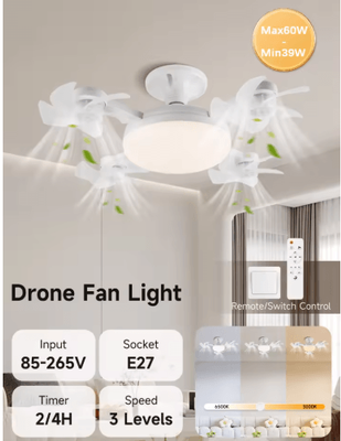 Inspire Picks Modern LED Ceiling Fan With Light Remote Control 3 Speed Adjustable Fan Light four Heads 85 265v