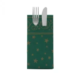 Sovie HORECA Besteckserviette Liam in Grün aus Linclass® Airlaid 40 x 40 cm, 100 Stück - Bestecktasche Weihnachten