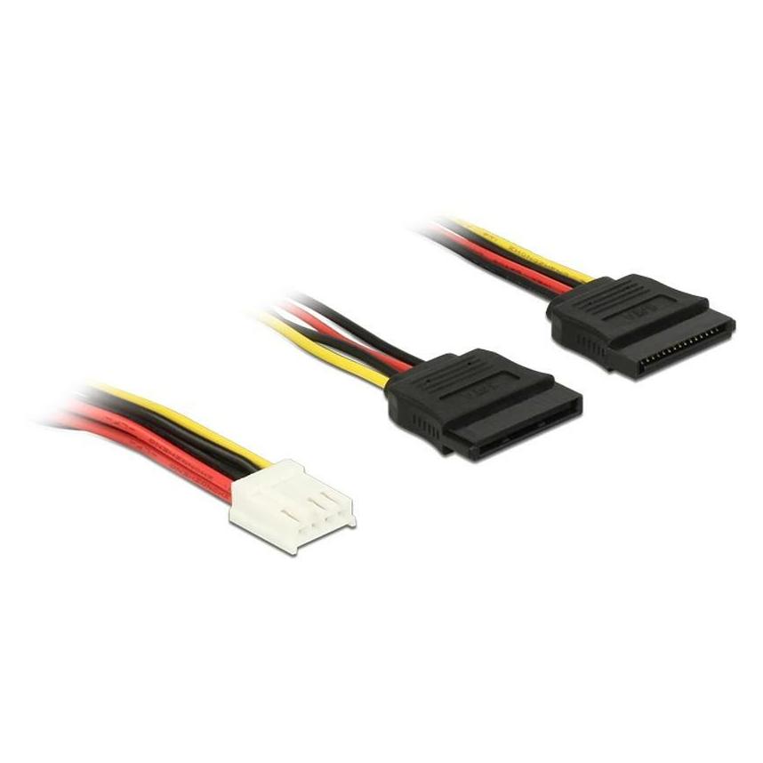 Delock Netzteil 4-Pin-Mini-Stromversorgungsstecker (R) bis SATA Leistung (R) (30 cm, 15 pin S-ATA, 4 pin Floppy) (84859)