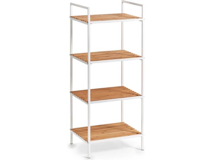 Zeller Badkamerkastje - 4 planken - wit - hout - 39 x 95 cm - opberg kasten stellingen