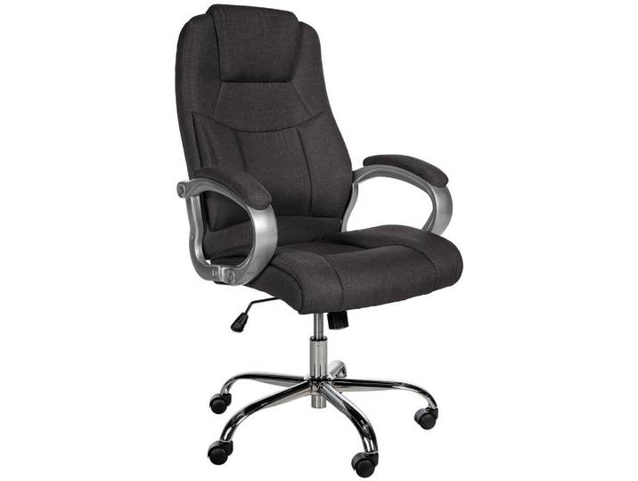 CLP Chefsessel Stoff Dunkelgrau, Metall, 66x113x70 cm, Büromöbel, Bürostühle, Chefsessel