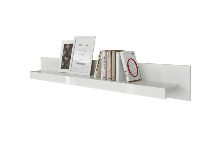 Furn.Design Wandboard weiß Hochglanz, Wandregal 150 x 21 cm Ladis, Weiß Hochglanz, Nachbildung, 150x20x21 cm, Wohnzimmer, Regale, Wandboards