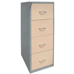 Gürkan Hängeregistraturschrank 4 Schübe 1-bahnig Holzfront silber, 40x132x62 cm
