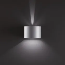 Runde LED Außenwandleuchte Helestra SIRI 44-R in silbergrau IP54