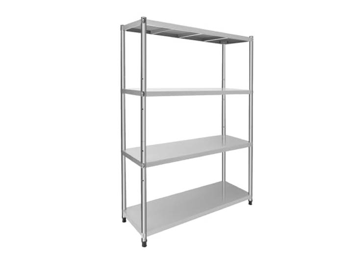 BZYFJB Edelstahl Küchenregal Schwerlastregal 120x40x150cm – 4 Regalböden aus Edelstahl für Gewerbe & Haushalt – Wand-/Standregal mit Anti-Rutsch-Schichten & Modularem Aufbau