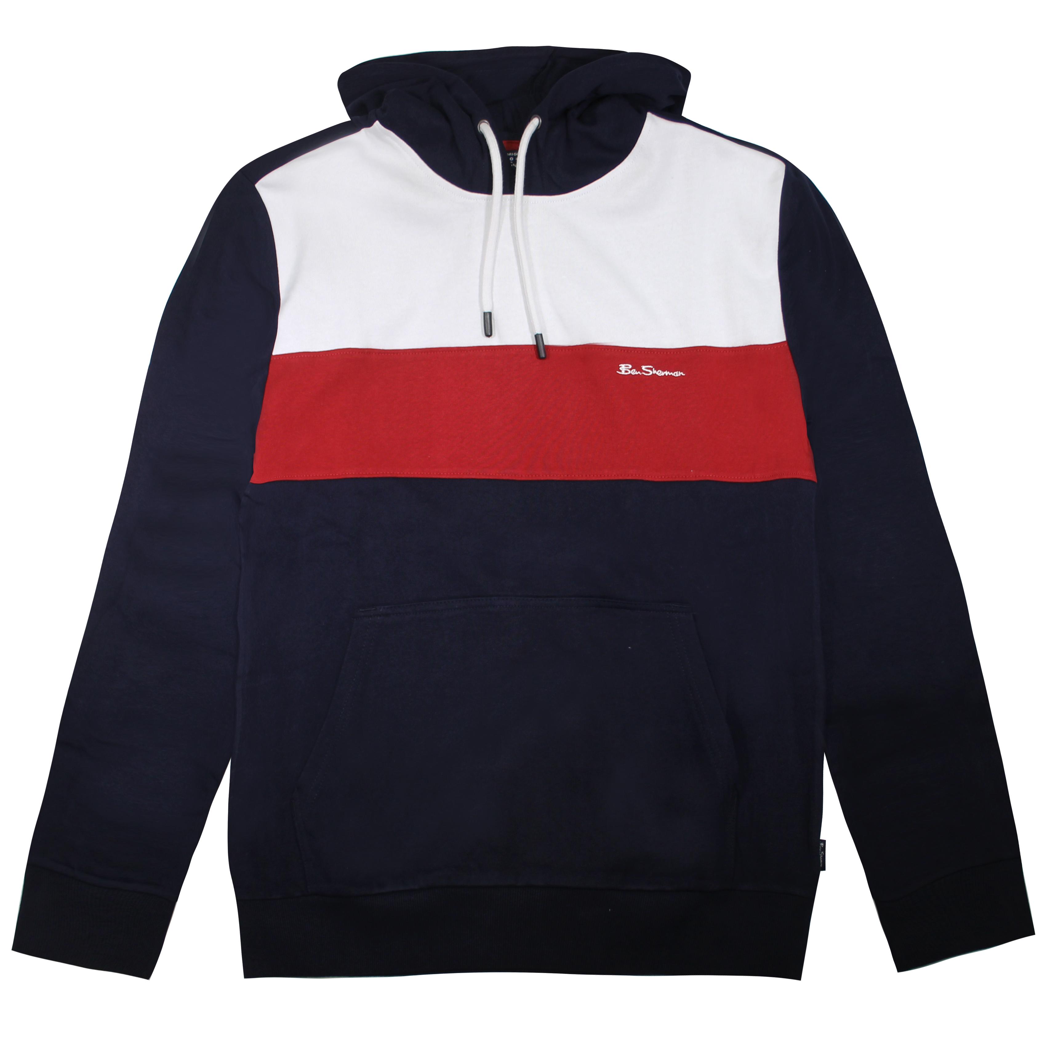 Ben Sherman Heren Navy Hoodie met panelen