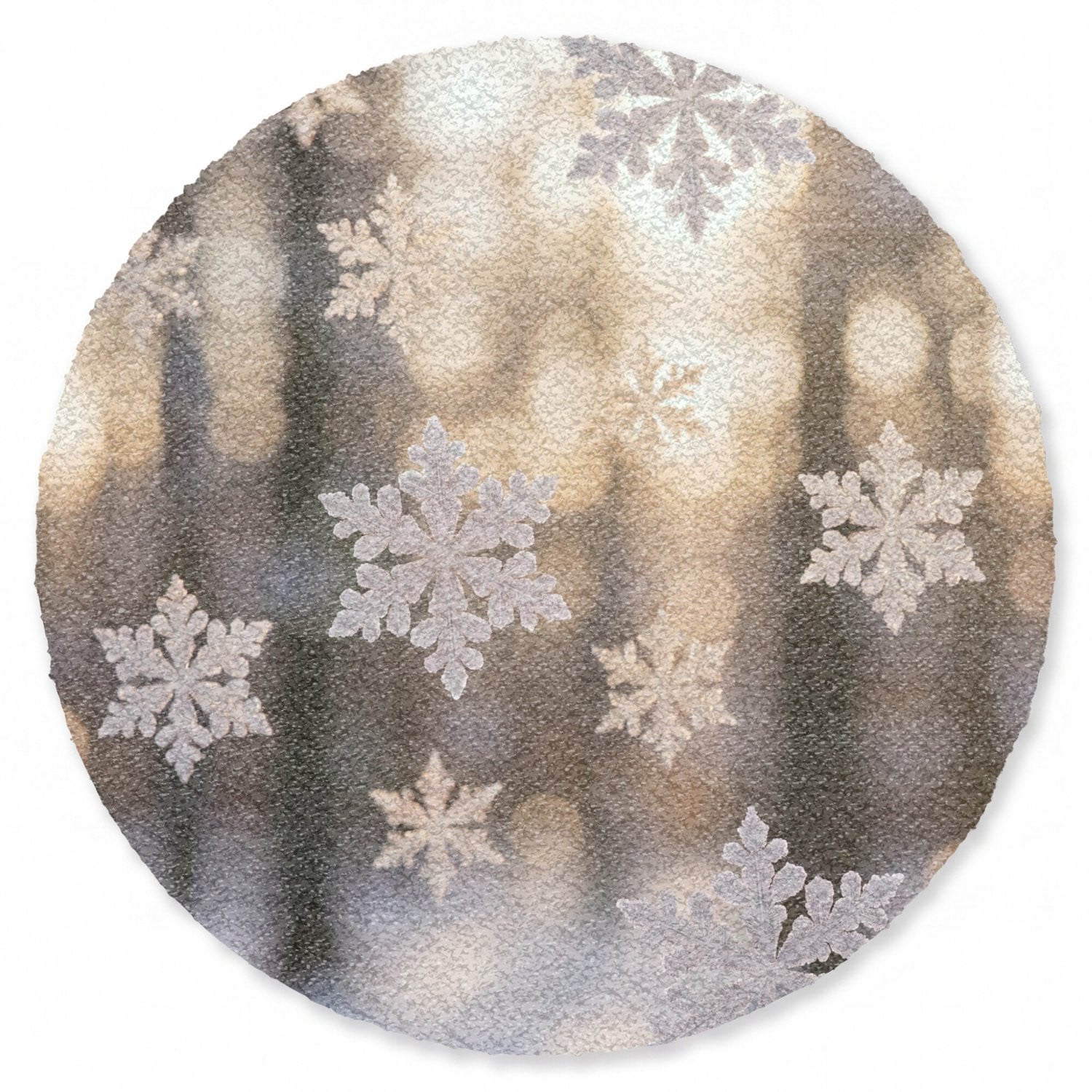 Ronde deurmat Sneeuwvlokken Winter Natuur - Droogloopmat voor binnen - Diameter: 120 cm