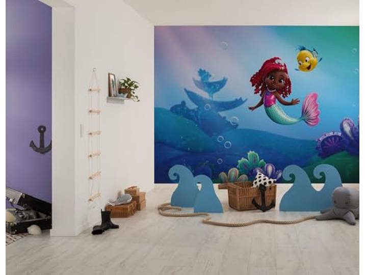 Komar Vlies Fototapete - Disney Ariel Junior Friends - Größe 400 x 250 cm - Tapete, Kinderzimmer, Kindertapete