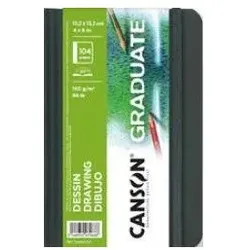 Canson, Heft + Block, Skizzenbuch GRADUATE DRAWING, 279 x 356 mm, schwarz 52 Blatt, weisses Papier 160 g/qm, Hardcover mit (Blanko, Harter Einband)