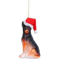 Holly & Jolly 1 Christbaumschmuck Glas 10,5cm Schäferhund mit Weihnachtsmütze Weihnachtsbaum Anhänger Hund Christbaumanhänger Christmas Weihnachtsdeko Glasfigur