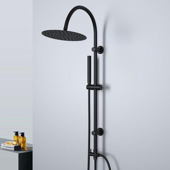 Görbach Regendouche Systeem met XL Ronde Douchekop van 25 cm - Zwart