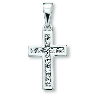 Kreuzkette ONE ELEMENT "Halskette - Kreuzkette mit Zirkonia Kreuz und Anhänger aus 925", silber, Halsketten, Damen, Silber 925 (Sterlingsilber), Kreuzkette, Ihr persönliches Symbol – liebevoll gearbeitet für jeden Tag