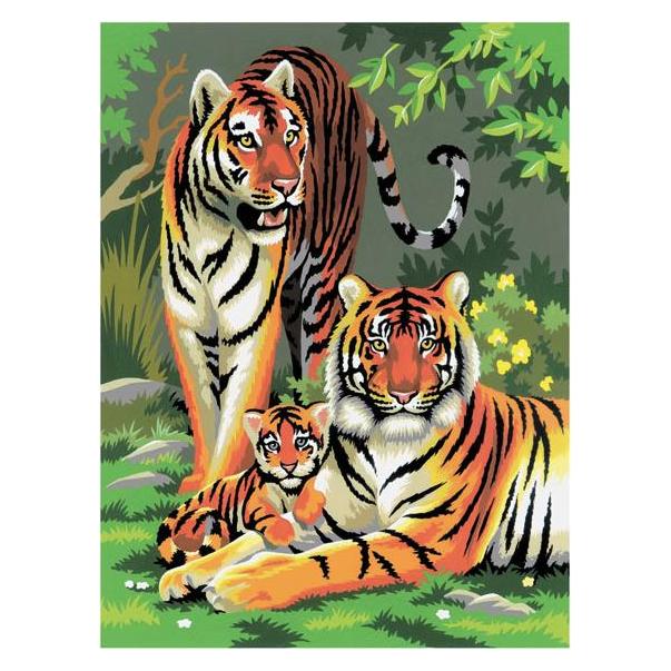 Pracht Malen nach Zahlen - Junior "Tiger", DIY-Bild ca. 33 x 24 cm, inkl. 7 Acrylfarben, Pinsel (4670-30031)