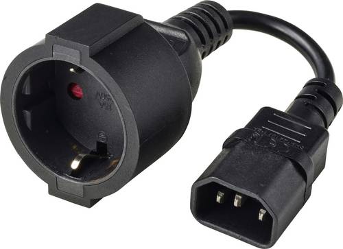 Renkforce Strom Anschlusskabel [1x Kaltgeräte-Stecker C14 - 1x Schutzkontakt-Steckdose] 0.15m Schwarz