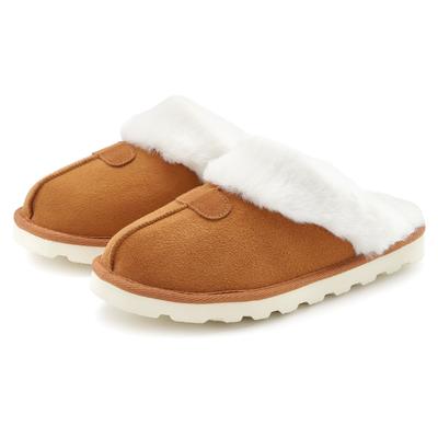 Hausschuh "Plüsch Hausschuh, Pantoffeln, Clogs, Schlappen, Pantolette", Damen, Gr. 43, braun (camelfarben), Obermaterial: 80% Textilmaterial, 20% Kunstfell. Decksohle: 100% Kunstfell. Futter: 100% Kunstfell. Laufsohle: 100% Synthetik, VIVANCE DREAMS...