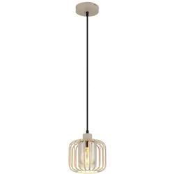 Hängeleuchte Rauchglas Pendellampe sand Wohnzimmerleuchte Metallstäbe Retro, E27 Fassung, DxH 18x120 cm