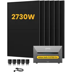 Anker SOLIX Solarbank 3 E2700 Pro Solaranlage, mit 6 x 455W Bifazialen Solarmodulen, by Powerness - 2.7kWh / 5 x Smart Plug / Selbstabholung