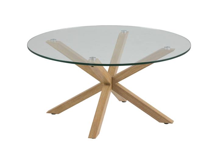 Salontisch Amiri klar Glas, Metall, Holz B 82 T 82 cm