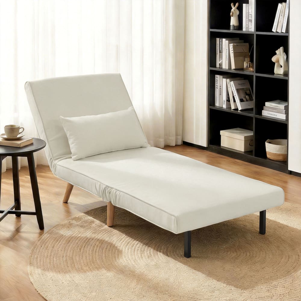 Homcom Fauteuil lit convertible multifonction dossier inclinable tissu crème Blanc 75x85x72cm