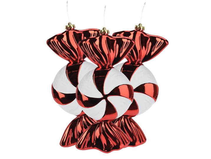 Weihnachtskugel Bonbon 31 cm rot/weiss
