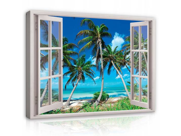 BILDER auf Leinwand Strand Meer Palmen Modern 120x80
