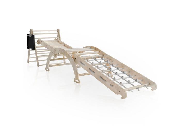 Juskys Kletterdreieck Movario mit Kissen 80x50cm - Groß, Naturfarben, Holz, 56x101x54 cm, unisex, Spielzeug, Sonstiges Spielzeug