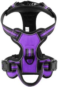 Friendly Fresh Finds Adjustable Nylon Dog Harness Vest Reflective, Soft, Breathable, No Pull Harness For Small, Medium & Large Dogs purple xl